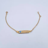 Bracelet Baby Drawer Heart Light Blue 1.45gr / 13.4cm-14.2cm / 1.5mm Rectangular Curved Plate 18K Yellow Gold &
