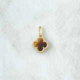 Dije Trebol VCyA  1.25gr / 1.6cm / Ojo De Tigre Punteado Oro Amarillo 18K