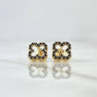 Topos Trebol 1.95gr / 9mm Circones Negros Oro Amarillo 18K