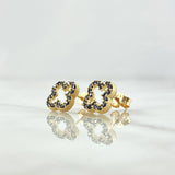 Topos Trebol 1.95gr / 9mm Circones Negros Oro Amarillo 18K