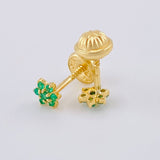 Topos Flor Driada Esmeraldas 9Pts 0.8 g / in / 4.3 mm Oro Amarillo 18K