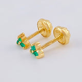 Topos Flor Trillum Esmeraldas 7Pts 0.9 g / in / 3.85 mm Oro Amarillo 18K