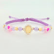 Lilac Woven Bracelet Pendant Miraculous Virgin Yellow Gold 18K
