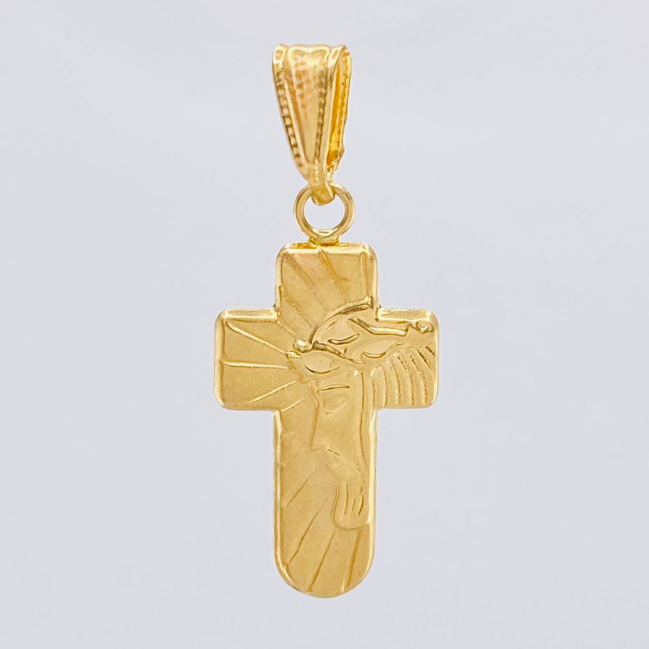 Pendant Cross Face Christ 0.95 g / 1 1/4 in Yellow Gold 18K