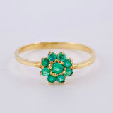 Anillo Flor Esmeraldas 35Pts 1.4 g / T6 1/4 Oro Amarillo 18K
