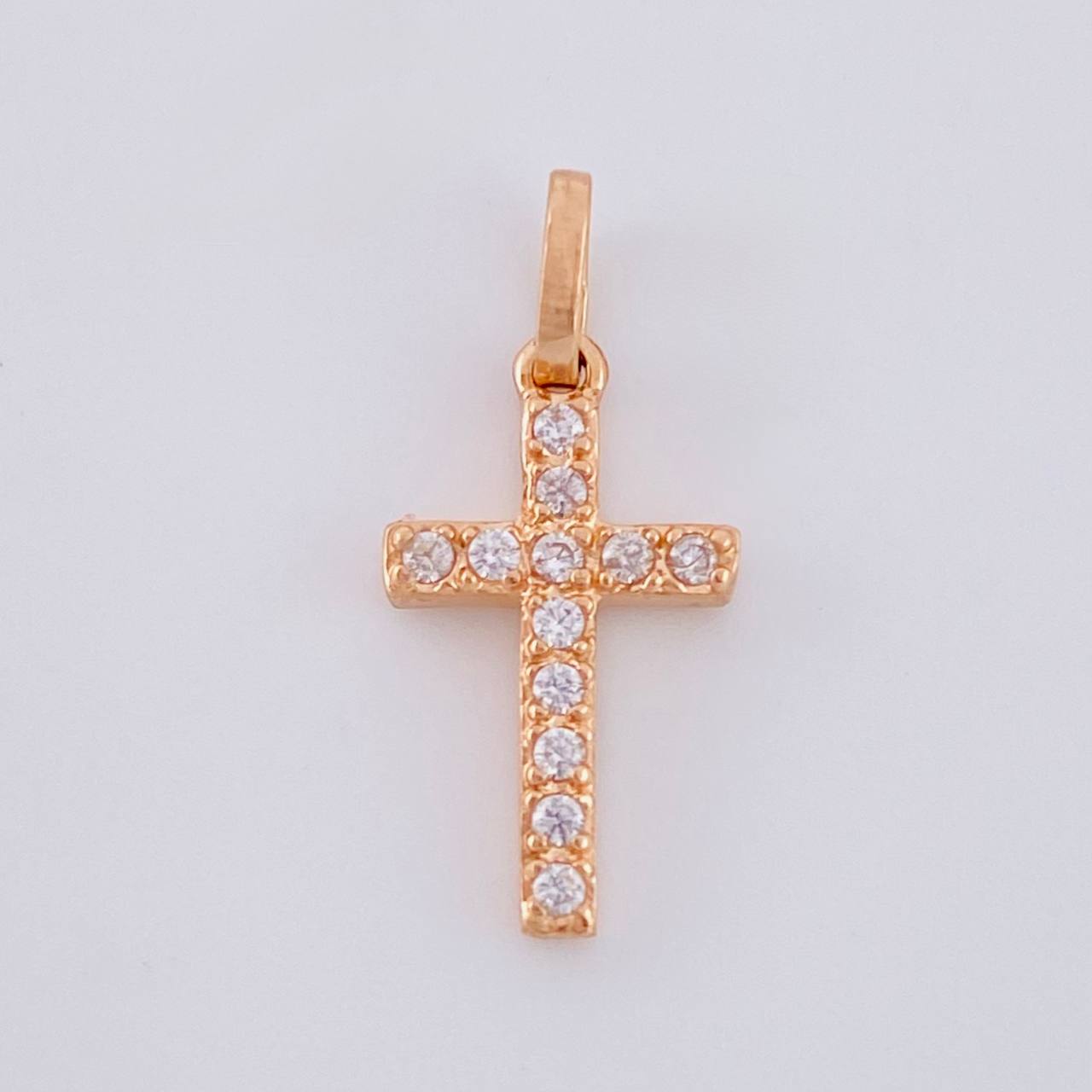 Dije Cruz Tupida 0.8 g / 3/4 in Oro Rosa 18K