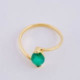 Oval Marquise Emerald Ring 70Pts 1.95 g / T6 1/2 Yellow Gold 18K