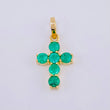 Pendant Dense Cross Emeralds 45Pts 0.8 g / 3/4 in Yellow Gold 18K