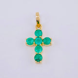 Pendant Dense Cross Emeralds 45Pts 0.8 g / 3/4 in Yellow Gold 18K