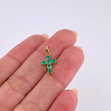 Pendant Dense Cross Emeralds 45Pts 0.8 g / 3/4 in Yellow Gold 18K