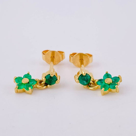 Stud Earrings Pendant Emerald 30Pts 1.75 g / 1/2 in 18K Yellow Gold