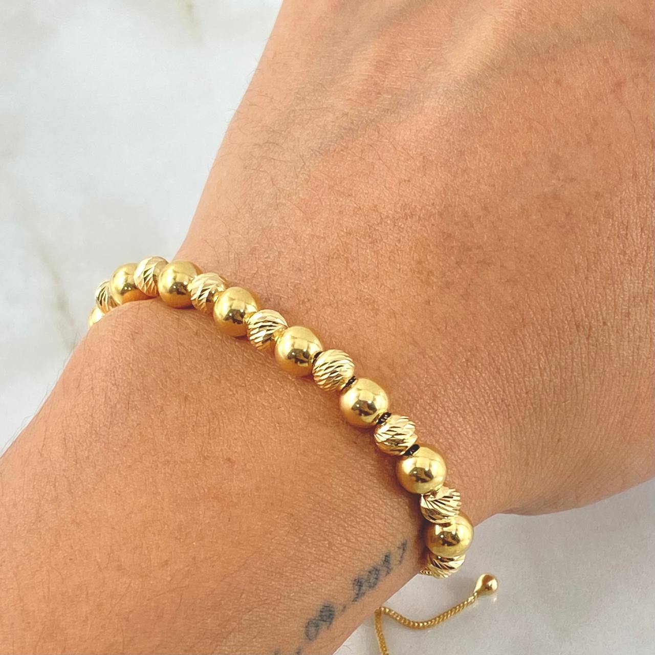 Bracelet Beads Interspersed 4.8gr / 7.9in / +4 18K Gold