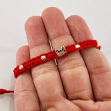 Red Woven Bracelet Cylinder Two Golds Yellow Rose 18K