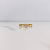 Ring Solitaire Inverted Line 2.55gr / Size 7 / White Zircon Yellow Gold 18K &