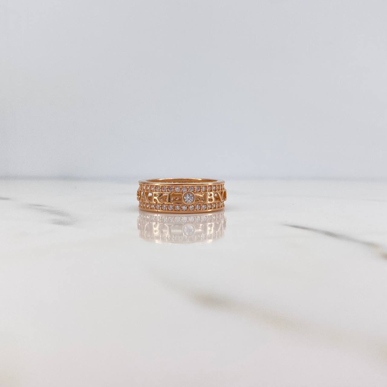 Ring Band BV 5.2gr / Size 7 / White Zircons 18K Rose Gold &