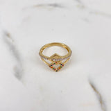 Rhombus Ring 2.7gr / T6 1/4 / Colored Zircons Two 18K Yellow and White Golds &