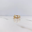 Cross Ring 2.95gr / Size 7 / White Zircons 18K Yellow Gold &