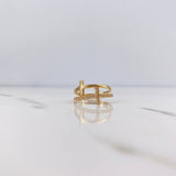 Cross Ring 2.95gr / Size 7 / White Zircons 18K Yellow Gold &