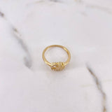 Anillo Trebol 2.5gr / T7 1/4 / Circones Blancos Oro Amarillo 18K $