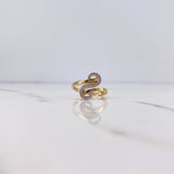 Rustic Infinity Ring 2.7gr / Size 6 1/4 / White Zircons Two 18K Yellow and White Golds &