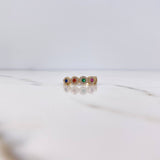 Dense Ring 2.1gr / T6 1/4 / Colored Zircons 18K Yellow Gold &