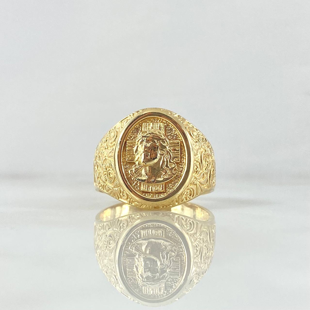 Ring Seal Cross Christ In Frame 10gr / T10 1/2 / 18K Yellow Gold