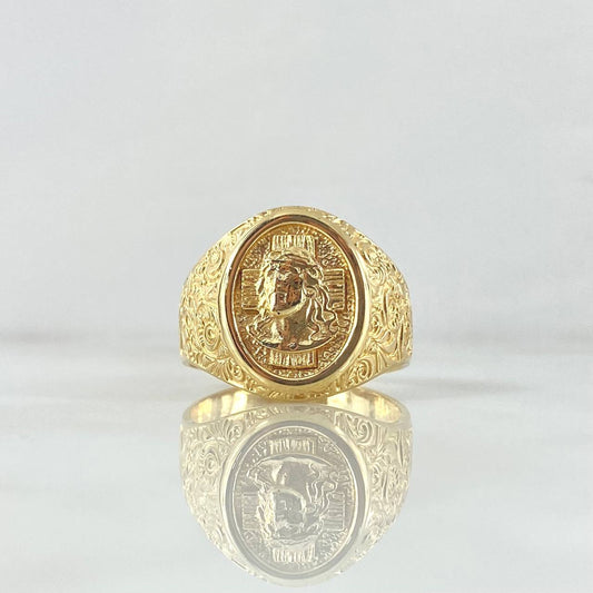Ring Seal Cross Christ In Frame 10gr / T10 1/2 / 18K Yellow Gold