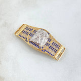 Charm Belt Face of Jesus 6.95gr / 1.6cm-3.7cm / White Blue Zircons Two 18K Yellow White Golds ©