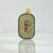Pendant Dollar Sign Plate 5.55gr / 3.5cm / White Green Zircons 18K Yellow Gold *
