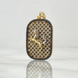 Pendant Horse Plate 5.1gr / 3.5cm / White Black Zircons 18K Yellow Gold *