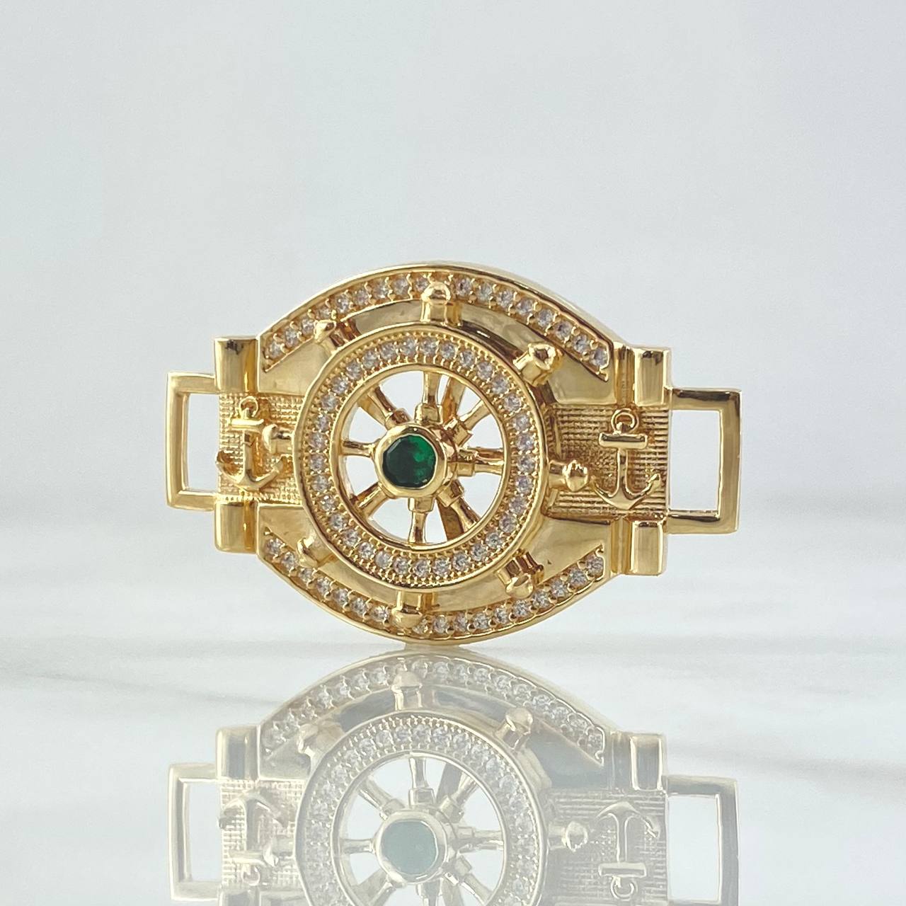 Herraje Timon Movil 7.4gr / 2.1cm-3.3cm / Circones Blancos Verde Anclas Texturizado Oro Amarillo 18K *