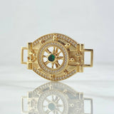 Herraje Timon Movil 7.4gr / 2.1cm-3.3cm / Circones Blancos Verde Anclas Texturizado Oro Amarillo 18K *