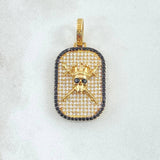 Pendant Skull Plate Royalty 5.8gr / 3.5cm / White Black Zircons 18K Yellow Gold ©