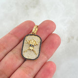 Pendant Skull Plate Royalty 5.8gr / 3.5cm / White Black Zircons 18K Yellow Gold ©