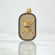 Pendant Skull Plate Royalty 5.8gr / 3.5cm / White Black Zircons 18K Yellow Gold ©