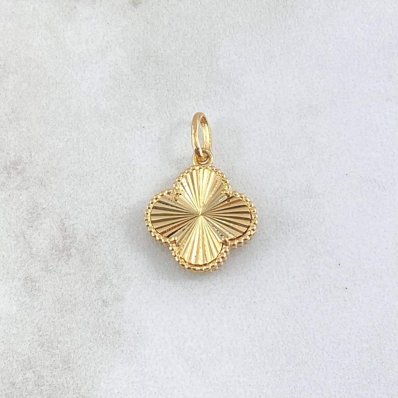 Pendant Clover VCyA 2.15gr / 2.2cm / Diamond Cut Punteado Oro Amarillo 18K