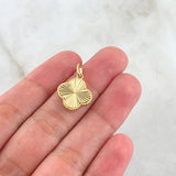 Pendant Clover VCyA 2.15gr / 2.2cm / Diamond Cut Punteado Oro Amarillo 18K