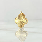Pendant Clover VCyA 2.15gr / 2.2cm / Diamond Cut Punteado Oro Amarillo 18K