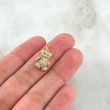 Pendant Articulated Bear 2.55gr / 2cm / Black and White Zircons 18K Yellow Gold