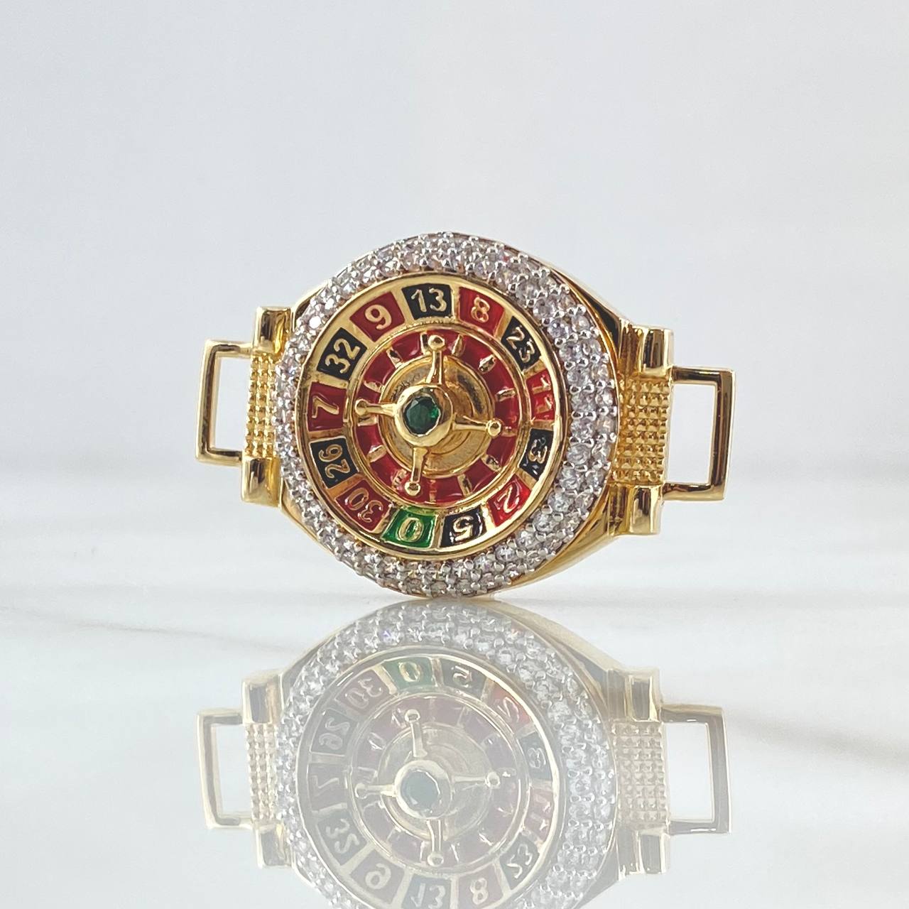 Charm Mobile Pulley 8.95gr / 2.1cm-3.3cm / White Zircons Green Yellow Gold 18K ©