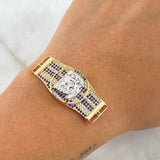 Charm Belt Face of Jesus 6.95gr / 1.6cm-3.7cm / White Blue Zircons Two 18K Yellow White Golds ©