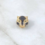 Charm Pantera Head 3gr / 1.4cm / White Black Green Zircons 18K Yellow Gold ©