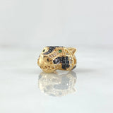 Charm Pantera Head 3gr / 1.4cm / White Black Green Zircons 18K Yellow Gold ©