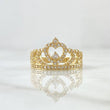 Anillo Corona Corazón 3.3gr / T7 / Circones Blancos Oro Amarillo 18K ©
