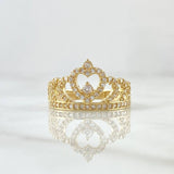 Anillo Corona Corazón 3.3gr / T7 / Circones Blancos Oro Amarillo 18K ©