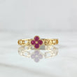 Fixed Link Flower Ring 2.1gr / Size 6 3/4 / Fuchsia Zircons 18K Yellow Gold ©