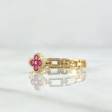 Fixed Link Flower Ring 2.1gr / Size 6 3/4 / Fuchsia Zircons 18K Yellow Gold ©