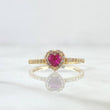 Anillo Halo Corazón 1.65gr / T5 3/4 / Circones Blancos Fucsia Oro Amarillo 18K *