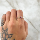 Anillo Halo Corazón 1.65gr / T5 3/4 / Circones Blancos Fucsia Oro Amarillo 18K *