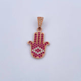 Pendant Hamsa Hand 3.7gr / 3.3cm / Pink and White Zircons 18K Rose Gold $